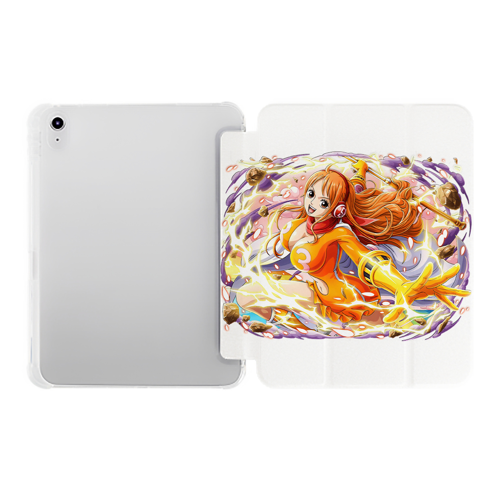 （画像用） ワンピース ナミ ONE PIECE Nami IPad ケース ペン収納付き 三つ折りスタンド PUレザー×シリコン 対応機種9.5/10.5/10.9インチ